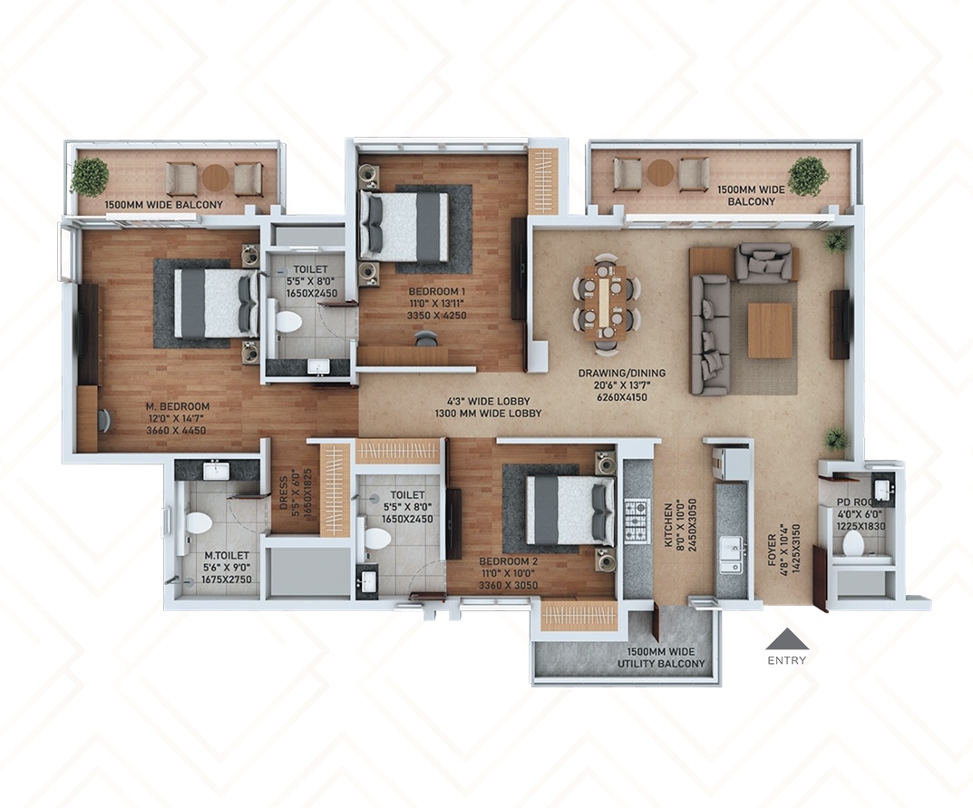 ace starlit 3bhk floor plan